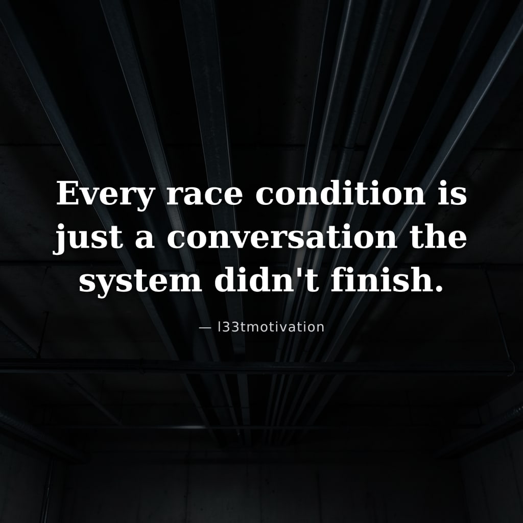 Every race condition is just a conversation the system didn't finish.