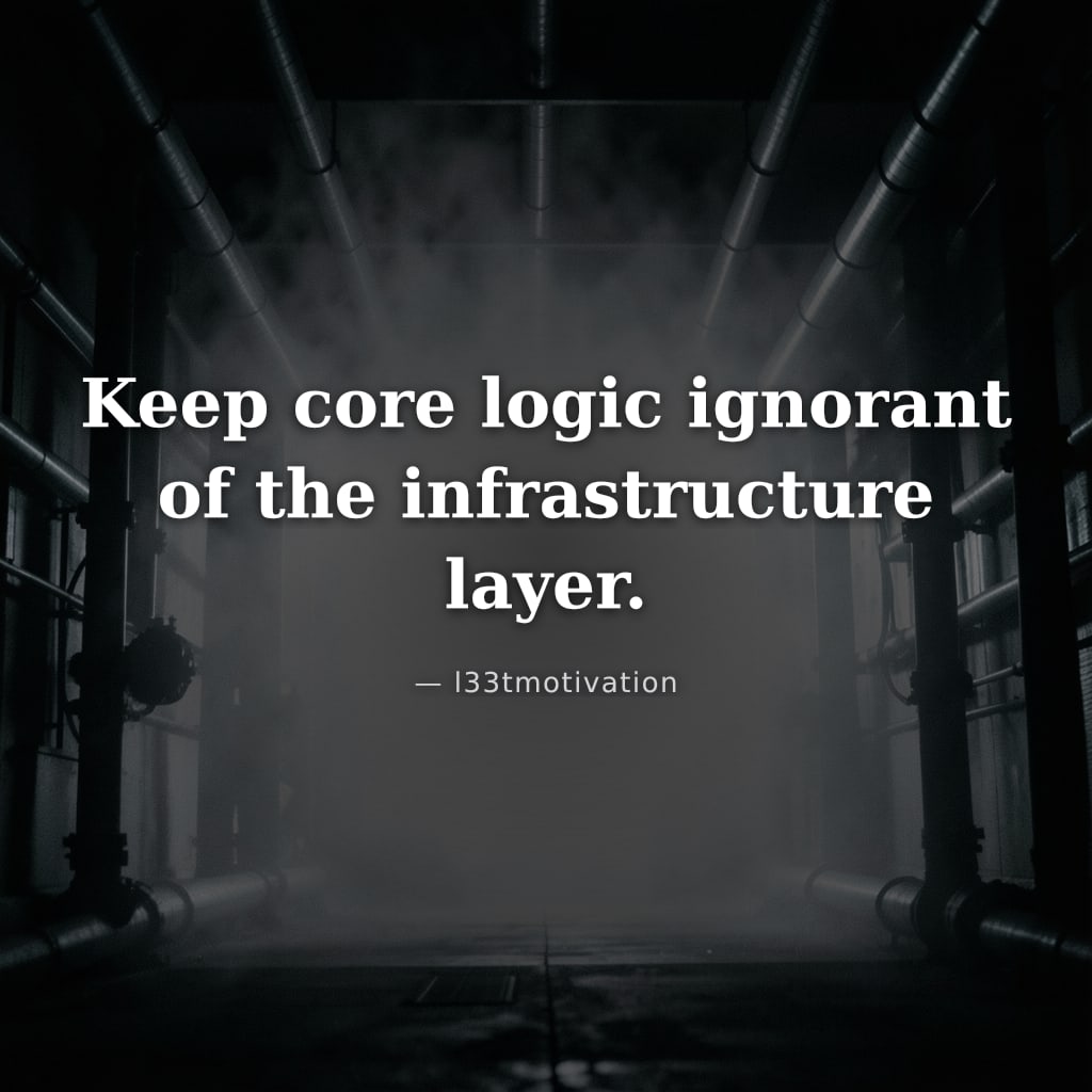 Keep core logic ignorant of the infrastructure layer.