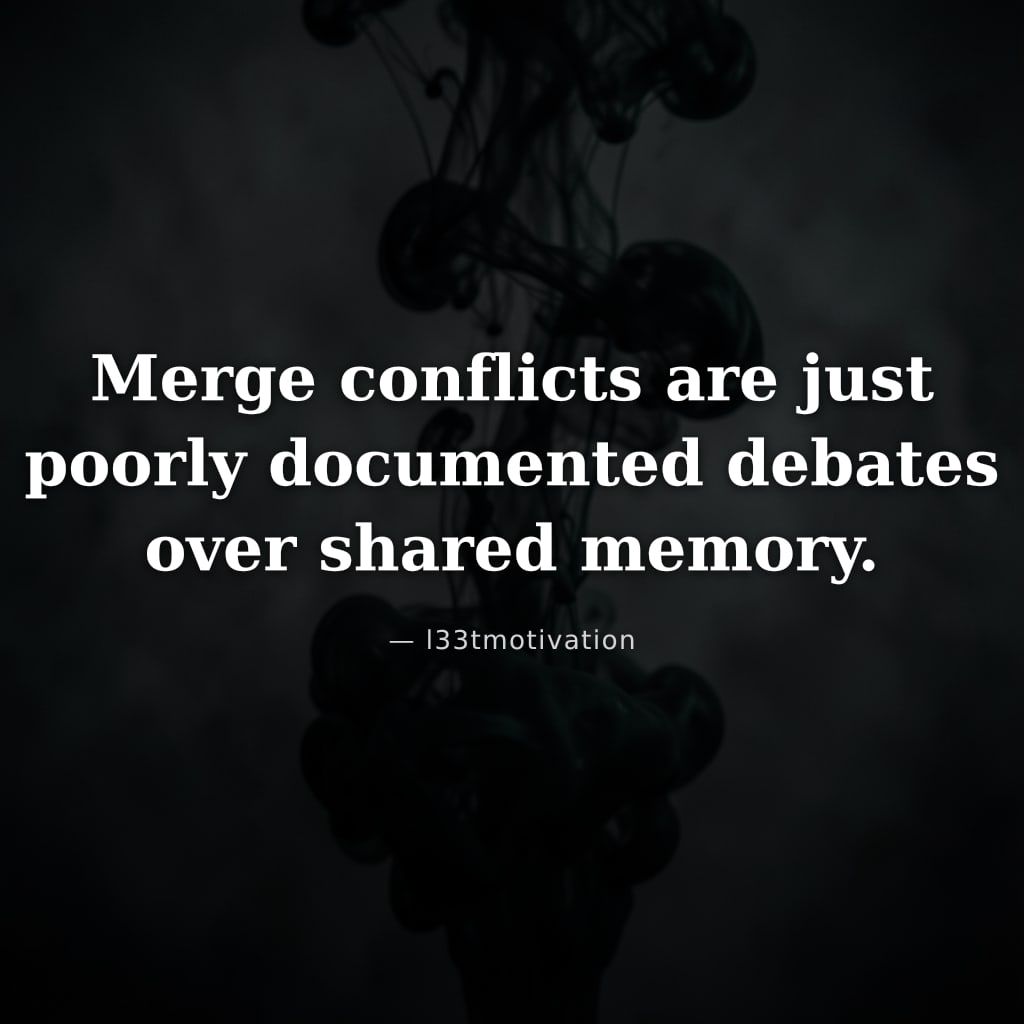 Merge conflicts are just poorly documented debates over shared memory.