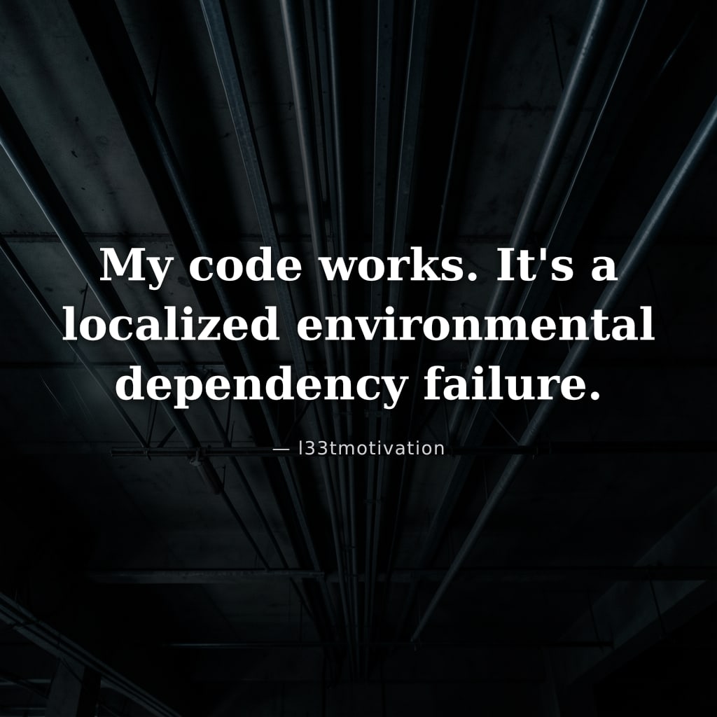 My code works. It's a localized environmental dependency failure.