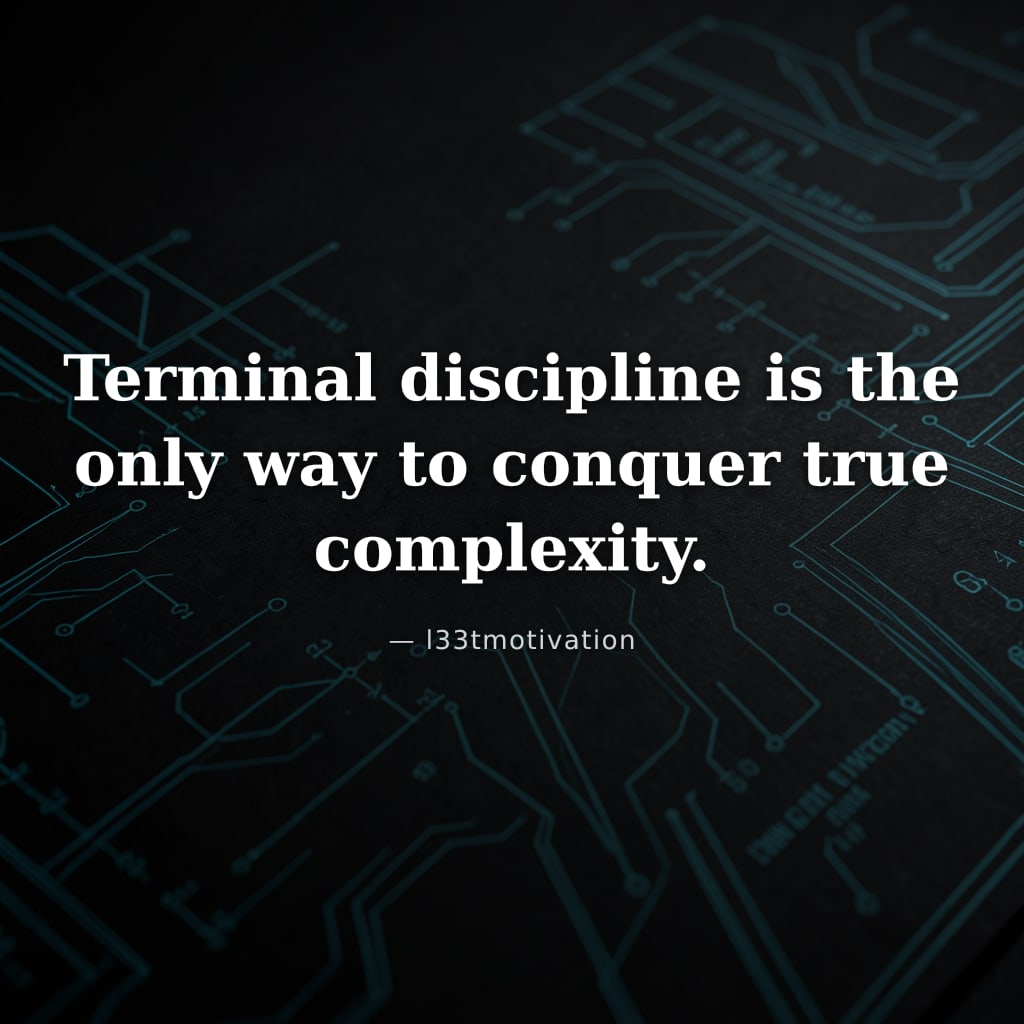 Terminal discipline is the only way to conquer true complexity.